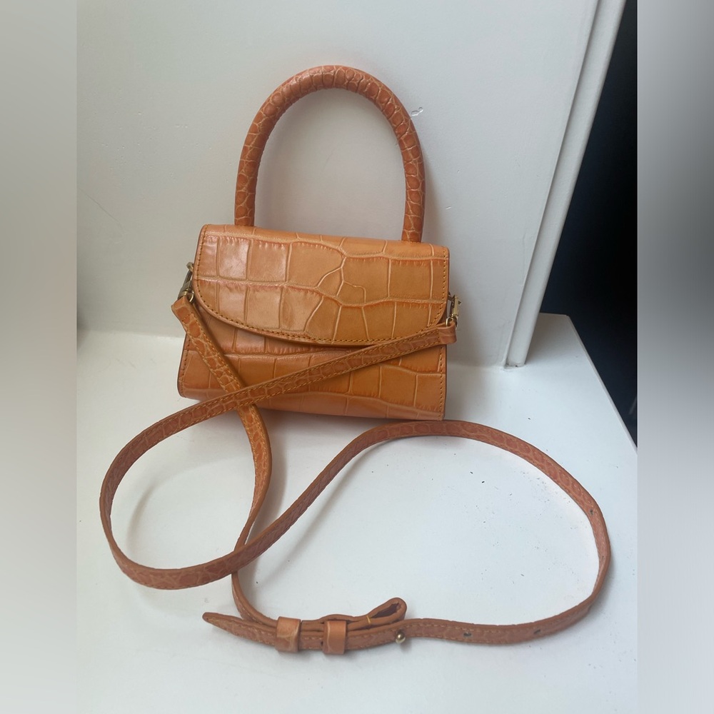 Used ONCE BY FAR MINI CROCO EMBOSSED LEATHER MINI BAG